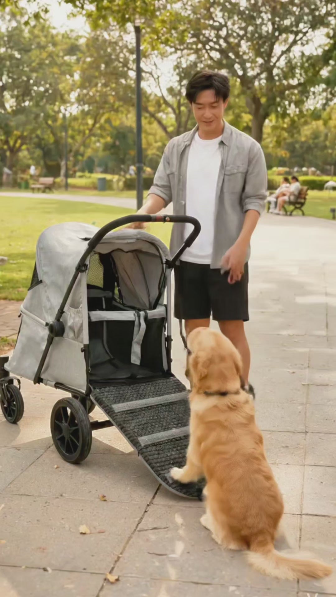 Premium Heavy-Duty Pet Stroller with Built-In Access Ramp | Shock-Absorbing & Ultra-Spacious