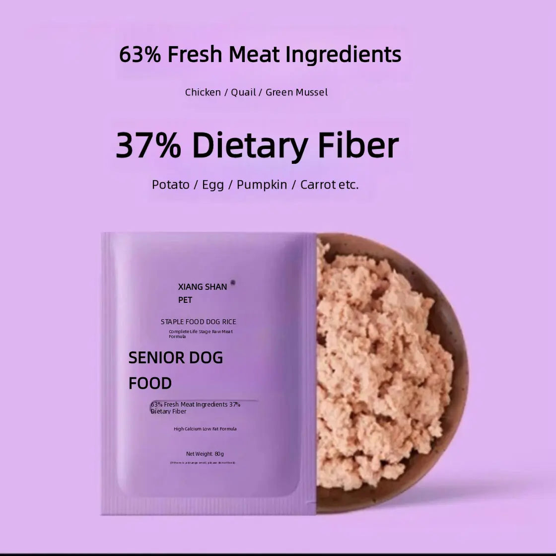 Premium Senior Dog Wet Food (7+ Years) | Low-Fat & High-Calcium Formula with Whole Quail & Green Mussel | Supports Joints, Heart & Digestion | 63% Fresh Meat Content | 80g Pouch
Key Bullet Points
