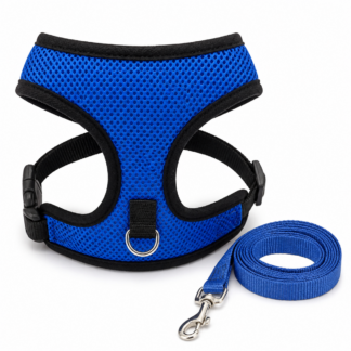 Breathable mesh pet harness and leash set for small dogs and cats