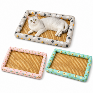 Rattan style summer pet cooling mat for cats and small dogs