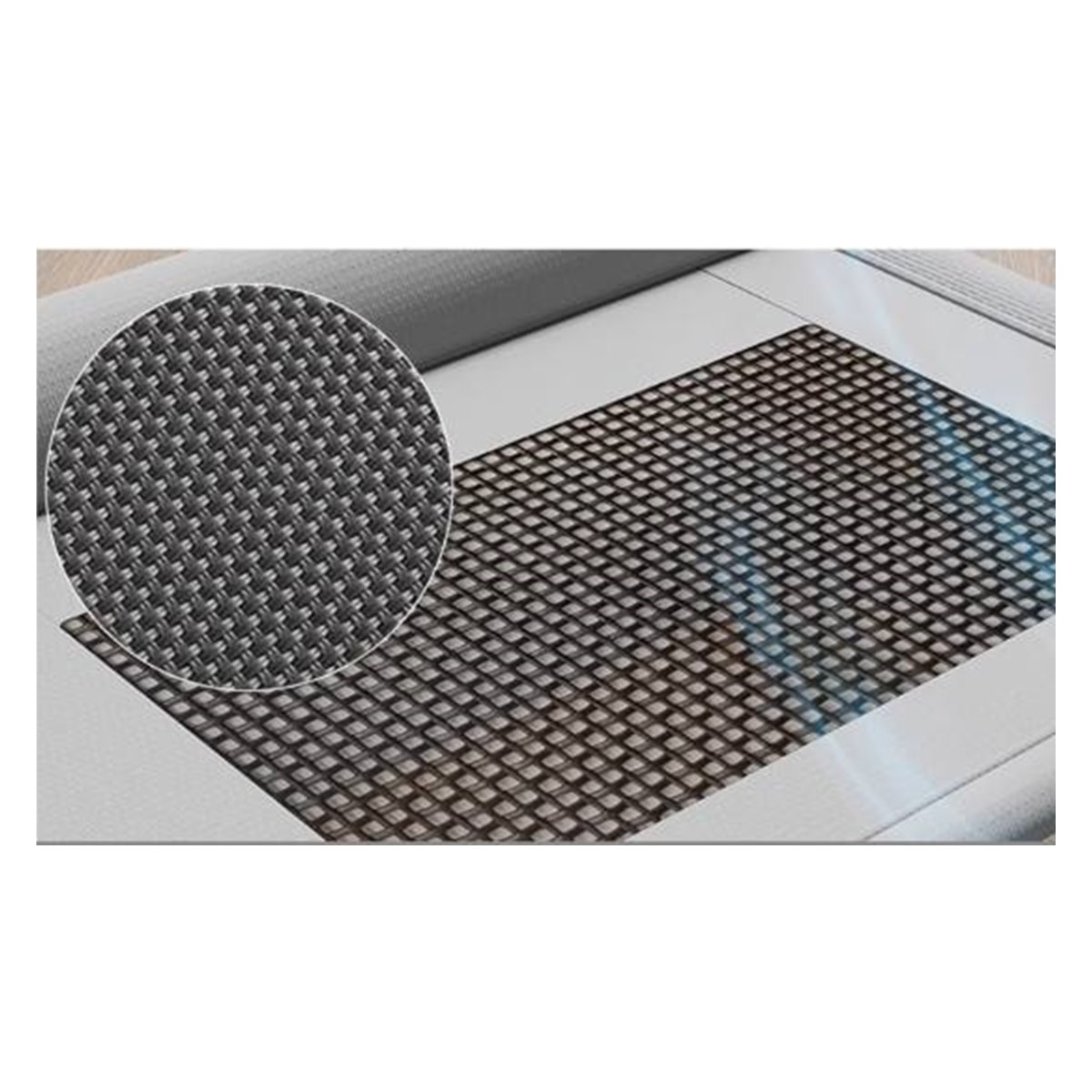 Breathable mesh center detail on elevated pet bed
