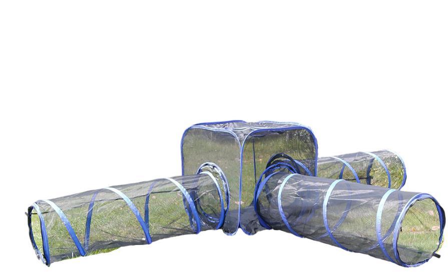 Foldable mesh cat tunnel and play tent set