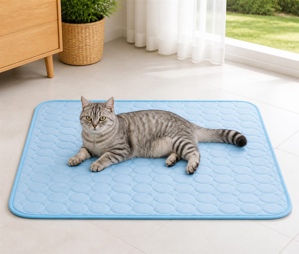 Washable Pet Cooling Mat for Cats and Dogs - Breathable Summer Ice Silk Pad