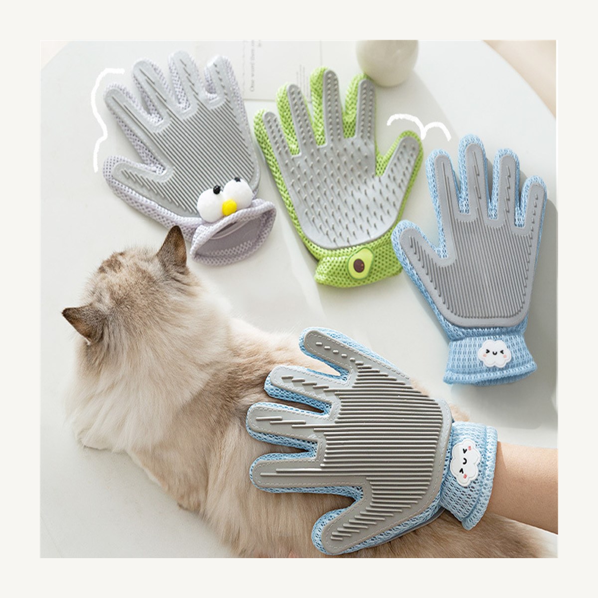 Pet Grooming Glove Brush for Cats &amp; Dogs