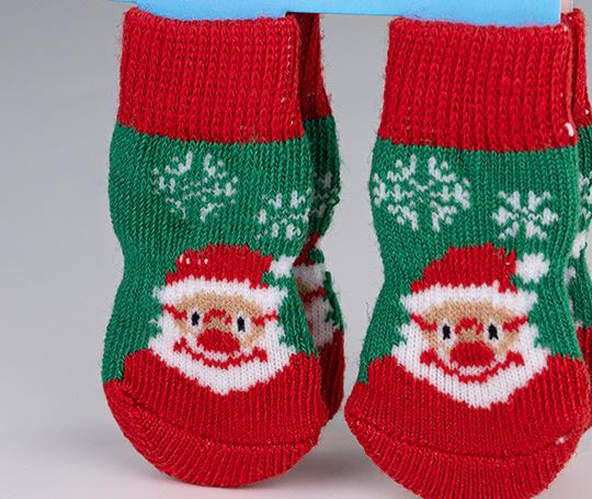Green Santa indoor dog traction socks