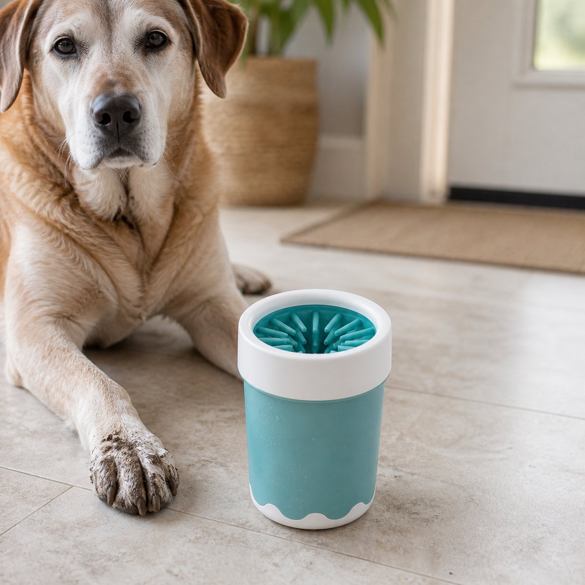 Soft silicone dog paw cleaner cup for muddy paws