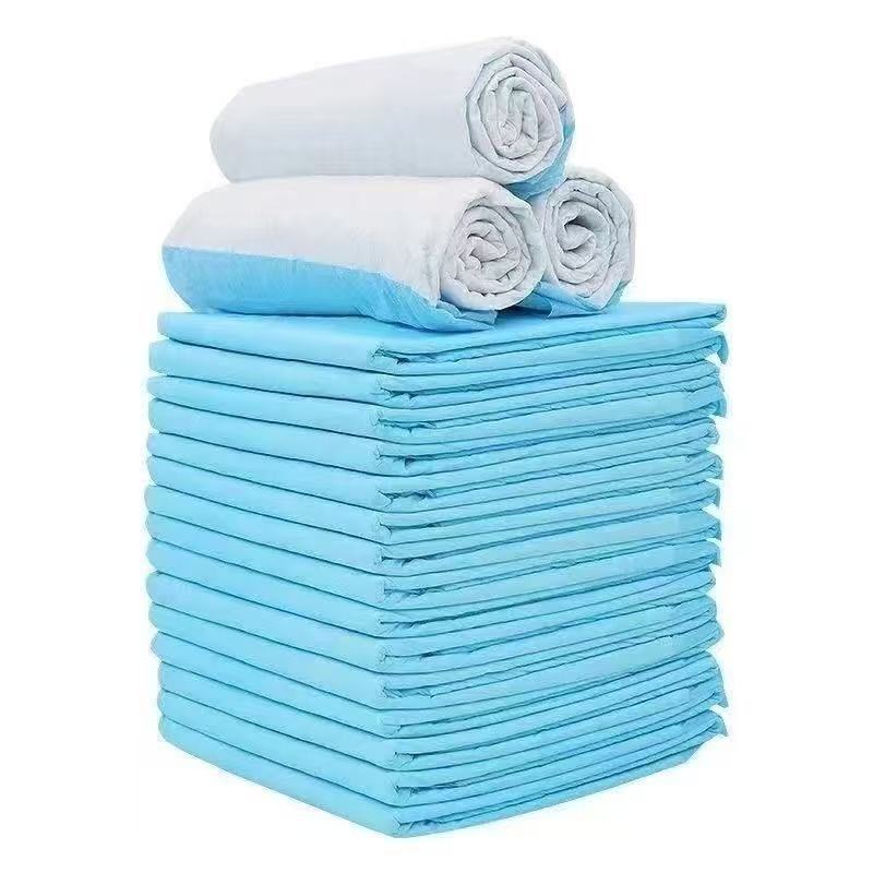 Stack of blue disposable dog pee pads