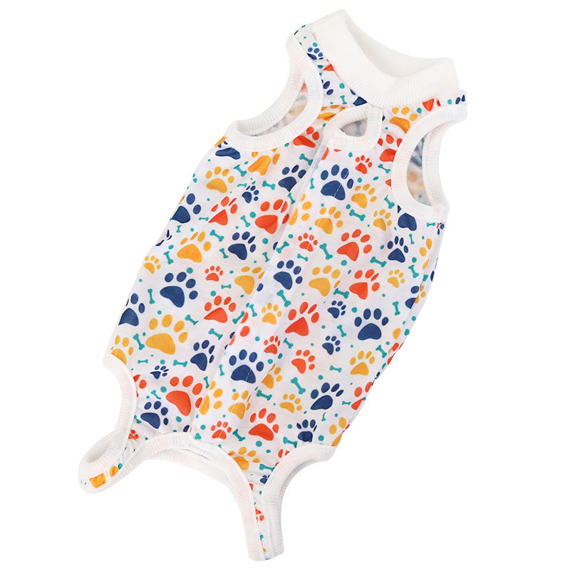 Paw print pet recovery suit on white background