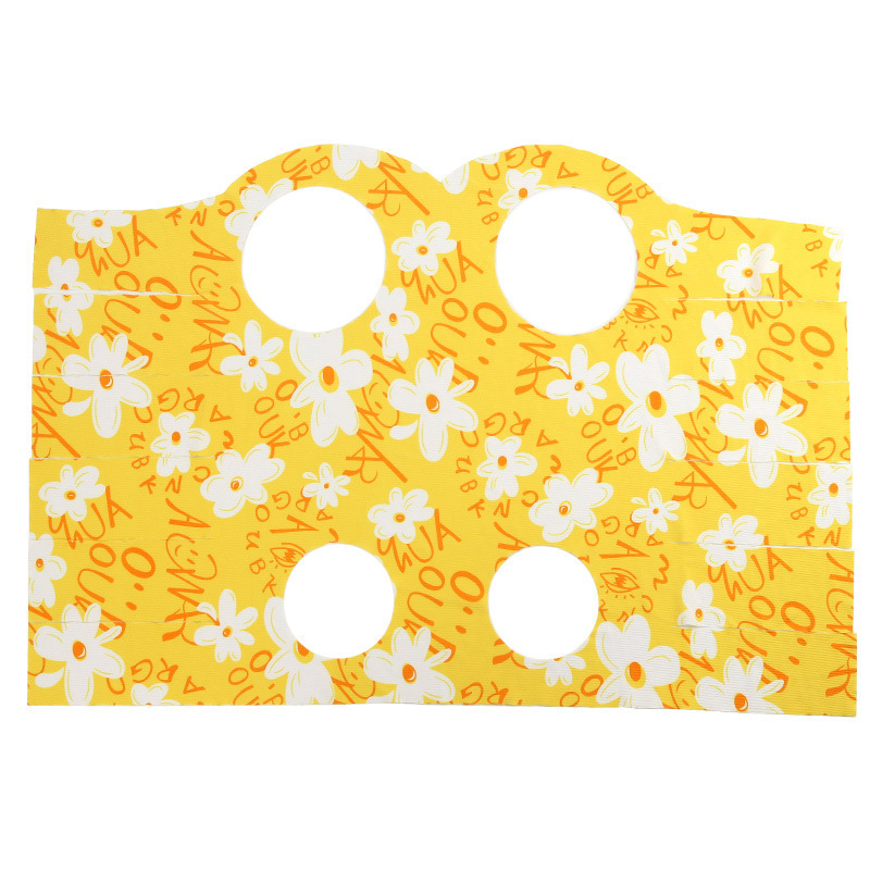 Yellow floral tie-style pet recovery suit flat product photo